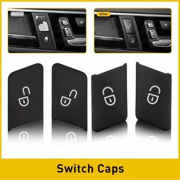 4PCS Door Unlock Switch Button Trim Cover For Mercedes-Benz E Class W212 2010-15