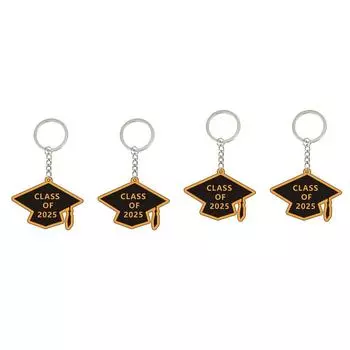4pcs Flat 2025 Graduation Key Pendant Acrylic Bachelor s Hat Keychain Graduation Season