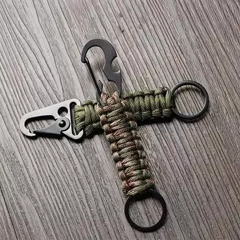 4pcs Handwoven Keychains With Carabiner Braided Lanyard Hook Clip For Outdoor Camping Hiking Travel чёрный