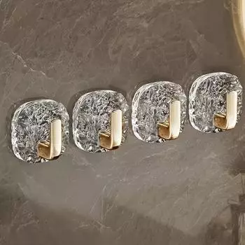 4pcs, Ice Flower Hooks, Bathroom Towel Rack Hooks, Kitchen Utensil Rack Hooks, Wall-mounted Storage Hooks