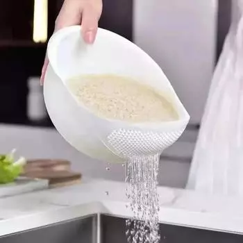 4pcs Kitchen Drain Basket Rice Sieve Plastic Colander Rice Bowl Fruit Vegetable Washing Strainer Basket Sink Drain Kitchen Tools розовый