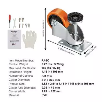 4Pcs Leveling Casters Height Adjustable Heavy Duty Swivel Universal Wheels Movable Workbench Machine Support Tools