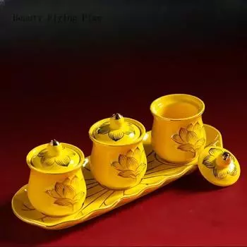 4pcs/lot Chinese Creative Ceramic Water Cup for Buddha Use: Household Lotus Bodhisattva Water Cup in Front of Buddha Feng Shui