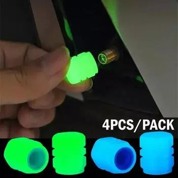 4Pcs Luminous Valve Caps Fluorescent Red Night Glowing Car Motorcycle Bicycle Wheel Styling Tyre Hub Universal Cap Decoration
