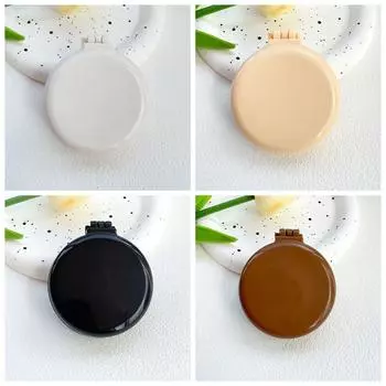 4Pcs Round Makeup Mirror with Comb Mini Dual Use Pocket Hair Brush Scalp Massage Solid Color Folding Air Bag Comb