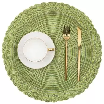 4PCS Round Table Mats Woven Placemats Heat Insulation Mat Dining Table Potholder Coaster Party Wedding Home Decoration Props Round D30CM