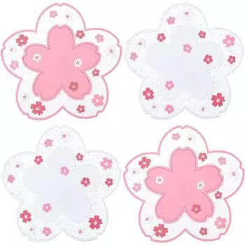 4pcs sakura coaster insulated mat, anti-scald table mat, casserole mat plate mat bowl mat coffee coaster silicone non-slip house M