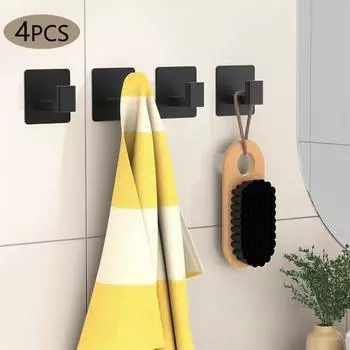 4pcs Self-Adhesive Wall Hooks For Hanging Keys Clothes Hanger Door Robe Hook Coat Rack Towel Holder Bathroom Accessories
