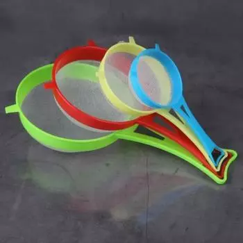 4Pcs/Set Fine Mesh Flour Sieve Plastic Juice Filter Baking Tool Colander Coffee random color
