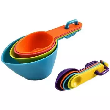 4Pcs/Set Plastic Measuring Spoon Set Scale Plastic Measure Cup Baking Measuring Tool Accessories Kitchen Tools разноцветный