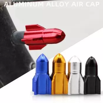 4Pcs/Set Rocket Shape Car Tire Valve Cap Aluminium Alloy Dustproof Tire Valve Caps Air Dust Cap Auto Wheel Cap Valve Stem Cap красный