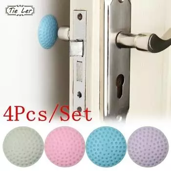 4Pcs/Set Wall Dimming Mute Through Fenders Golf Modeling Rubber Mudguard The Handle Door Lock After Protective Pad Wall Decals небесно-голубой