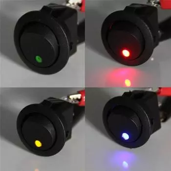 4Pcs/set Waterproof ON/OFF Car Round Rocker LED Light Toggle Switches Red&Blue&Yellow&Green Accessori Auto DC12V Switches CHINA
