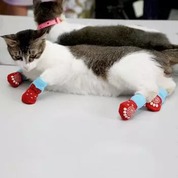 4pcs/set Winter Pet Dog Socks Cat Warm Socks Dog Anti-Slip Socks Shoes Chihuahua Thick Paw Protector Booties Pet Accessories