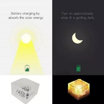 4pcs Solar LED Lights Outdoor Lawn Lamp Solar Brick Light Crystal Sunlight Landscape Pathway Garden Decor Solar Garden Lights