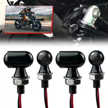 4Pcs Universal Motorcycle Turn Signal Lamp Moto Modification Parts LED Mini Number License Plate Light Indicator Bulb Metal Case