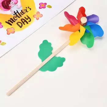 4pcs Windmill Plastic 12cm Windmill Garden Stake Wooden Handle Garden Lawn Yard Party Nursery Outdoor Decoration Photo Props