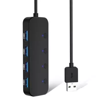 4Port USB3.0 Hub 5Gbps Data Transmission USB HUB 60cm Long Cable, USB Extension for A Port Laptops Wide Compatibility