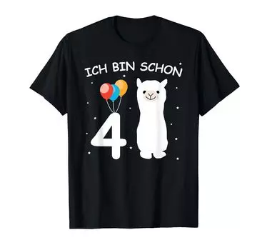 4th Birthday Girl bin schon 4 Jahre Children s Ich Alpaka [German] T-shirt