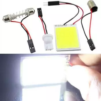 4W 12V COB Chip LED 24 SMD Внутреннее освещение автомобиля T10 Световой купольный адаптер с фестоном