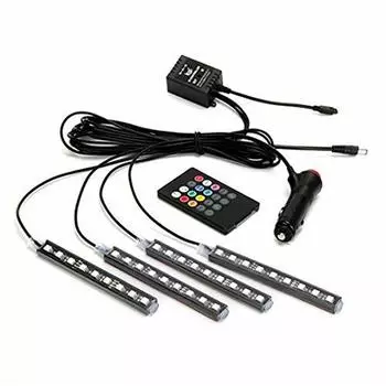4x12LED Автомобильная декоративная подсветка салона для ног, неоновая атмосфера, RGB с пультом дистанционного управления