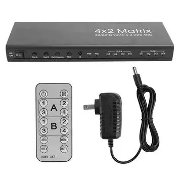 4x2 4K 60 Гц HDMI 2.0 Матричный коммутатор-сплиттер-адаптер YUV4:4:4 HDR-дуга US Plug чёрный