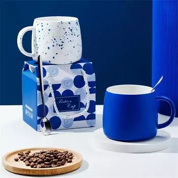 500 мл креативный дизайн Splash ink синяя керамическая кружка кофейная чашка пара стаканов для воды завтрак овсянка праздничный подарок фарфоровая кружка 500ml синий
