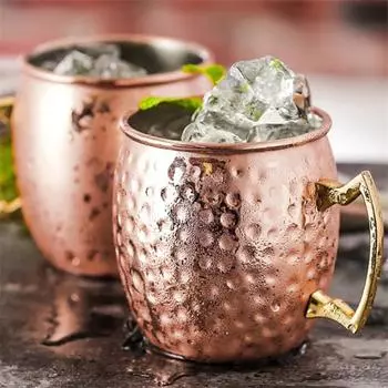 500 мл Московская кружка-бочка Mule с медным покрытием Кружка для чая и пива с ручкой из нержавеющей стали Стеклянные кружки для воды Кофейные чашки Посуда для напитков 500ml