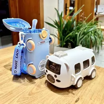 500 мл симпатичная игрушечная машинка чашка с трубочкой бутылка для воды в помещении и на открытом воздухе большая емкость пластиковая кружка для летних напитков BPA Free 500ml синий