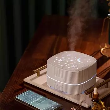 500 мл ультразвуковой увлажнитель воздуха с эфирным маслом USB музыкальный проигрыватель 7 светодиодных цветов ароматизатор аромадиффузор с динамиком BT ночник белый