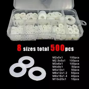 500 шт. M2 M2.5 M3 M4 M5 M6 M8 M10 белая пластиковая нейлоновая плоская шайба плоская прокладка винт болт изоляционная шайба сборочный комплект