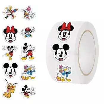 500 шт./рулон Disney Cartoon Mickey Mouse Donald Duck Герметизирующая наклейка DIY ПВХ наклейки для ноутбука Украшение Наклейка Подарочная награда Игрушки