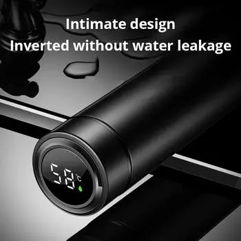500ml Black Stainless Steel Creative Smart Thermos BottleTemperature Display Thermal Mug Male Female Portable Business Gift 500ml чёрный