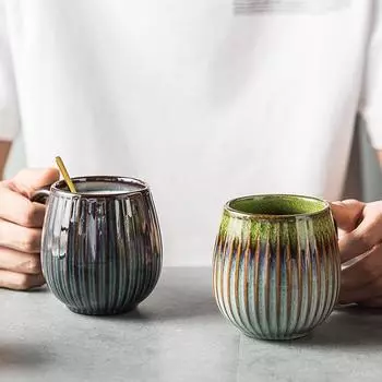 500ml Creative Coffee Mugs Ceramic Drinking Utensils Milk Tea Juice Breakfast Cup Home Porcelain Water Cup Drinkware with Handle 500ml красный