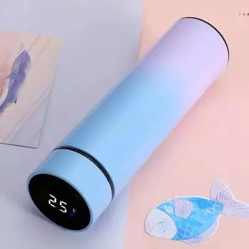 500ML Gradient Water Bottle Smart Insulation Cup Stainless Steel Thermal Cup Thermos for Travel Drinkware Car Cup Coffee Mug 500ml