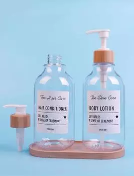 500ML Portable Empty Pump Dispenser Bottles Cylinder Shampoo Lotion Durable Refillable Containers for Liquid Soap