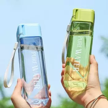 500ML Simple Square Water Bottle Personalized Portable Outdoor Sport Leak Proof Heat-resistant Transparante Cup Bottle Wholesale