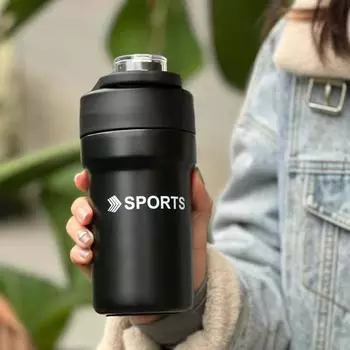 500ml Stainless Steel Vacuum Thermo Simple Coffee Cup Portable Straw Car Thermos Outdoor Hiking Camping Cycling Water Bottle белый