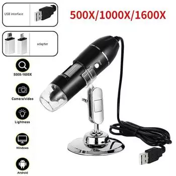 500X 1000X 1600X цифровой микроскоп камера USB портативный электронный микроскоп для пайки и ремонта сотового телефона светодиодный увеличительный эндоскоп