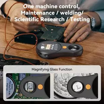 500X цифровой микроскоп 1080P 2.0inch Video Coin Microscopio с увеличительным стеклом с 8 светодиодами для ремонта электроники Windows/Mac чёрный