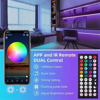 5050 RGB светодиодные ленты Bluetooth APP управление с 44 клавишами дистанционного управления синхронизацией музыки Luces светодиодная лента для домашнего декора подсветка телевизора 1m