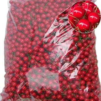 50/1000 шт. искусственные ягоды красные искусственные ягоды вишневые тычинки бусины мини цветочный венок украшение рождественский новогодний подарок на вечеринку 100PCS
