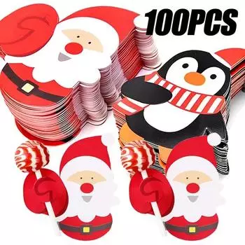 50-100 шт. Санта-Клаус Пингвин леденец бумажные открытки упаковка DIY конфеты торт шоколадные леденцы упаковка рождественское новогоднее украшение 50pcs