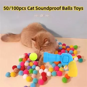 50/100pcs Cat Ball Toy Portable Bite Resistant Mute Ball Toys Elastic Cat Balls Multipurpose Kitten Balls Toy Pets Playing Balls 50pcs ball