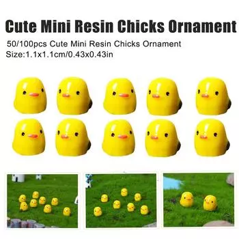 50/100PCS Mini Yellow Chicken Moss Micro Landscape Ornaments Resin Cartoon Accessories Decorati H1N8 50pcs-one size