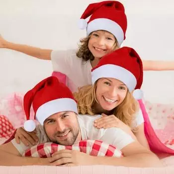 50/1PCS Adults Kids Christmas Hats Non-woven Fabric Santa Claus Xmas Hats Cap Merry Christmas New Year Party Festival Decor Gift 1PCS
