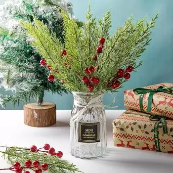 50/1Pcs Artificial Pine Branches Fake Plants Leaves Xmas Tree Green Pine DIY Wreath New Year Christmas Party Home Decoration 1PC