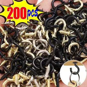 50/200 шт мини-крючки для винтов металлические крючки для потолочных вешалок для растений уличные гирлянды S-образный крючок многоцелевая стойка для хранения ключей 100PCS