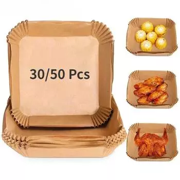 50/30 шт. Кухонные принадлежности Воздушная кухонная утварь Фритюрница Одноразовая бумага Кондитерские изделия и принадлежности для выпечки Квадратная круглая форма для выпечки 30Pcs