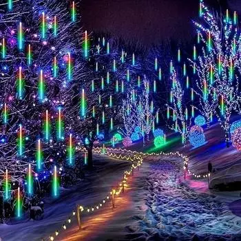 50/30cm EU Plug LED Meteor Shower Rain Lights Falling Raindrop Fairy String Light for Christmas Holiday Party Patio Decor 30cm EU Plug 220V белый